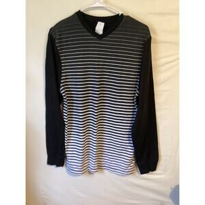 2686 Linea Uomo Mens Black & White Long Sleeve Shirt Size Medium Pattern Front